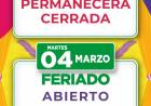 Horario feriado supermercado Almacor