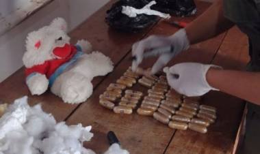 Cocaína escondida en un oso de peluche