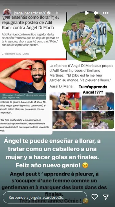 La esposa de Ángel Di María le respondió a Adil Rami