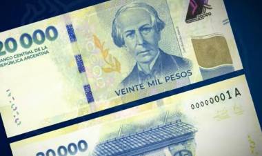 Comienza a circular el billete de $20.000
