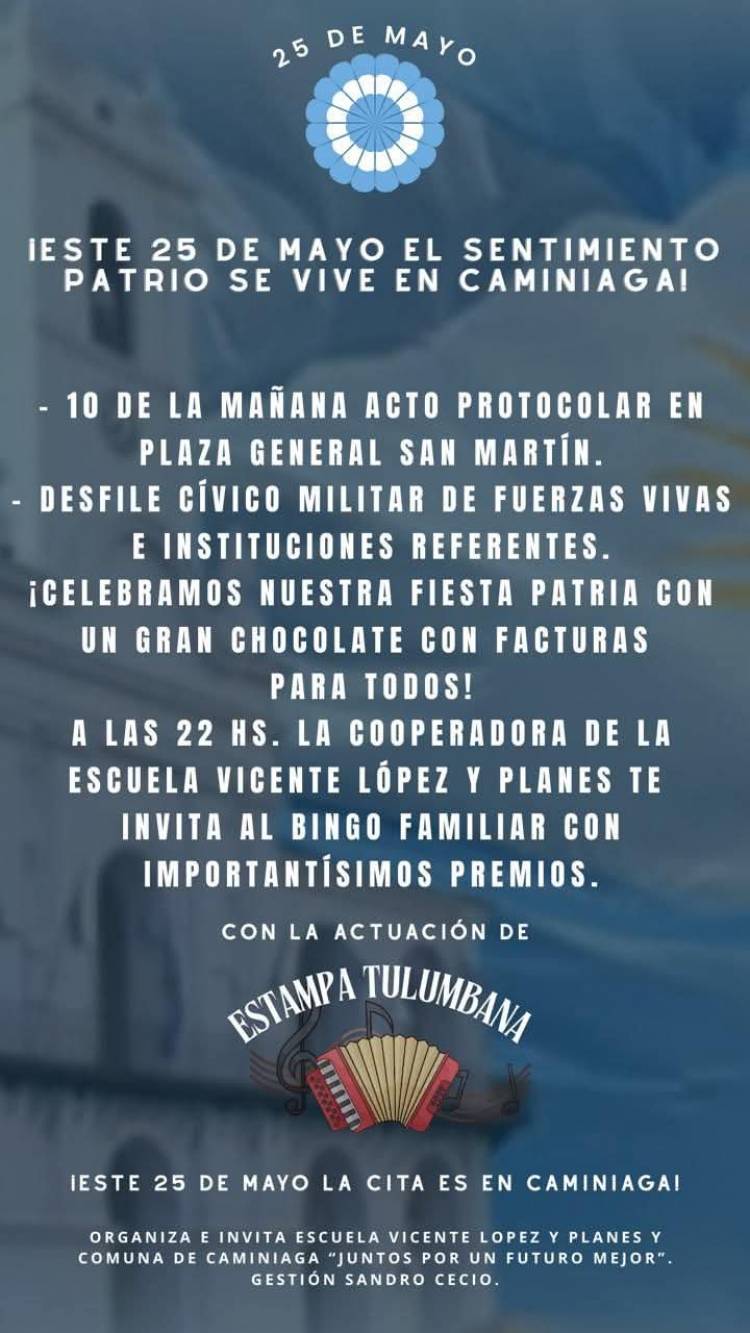 INVITA LA COMUNA  DE CAMINIAGA, GESTIÓN SANDRO CECIO: