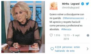 Por su pregunta, Mirtha Legrand le pidió perdón a Mario Massaccesi