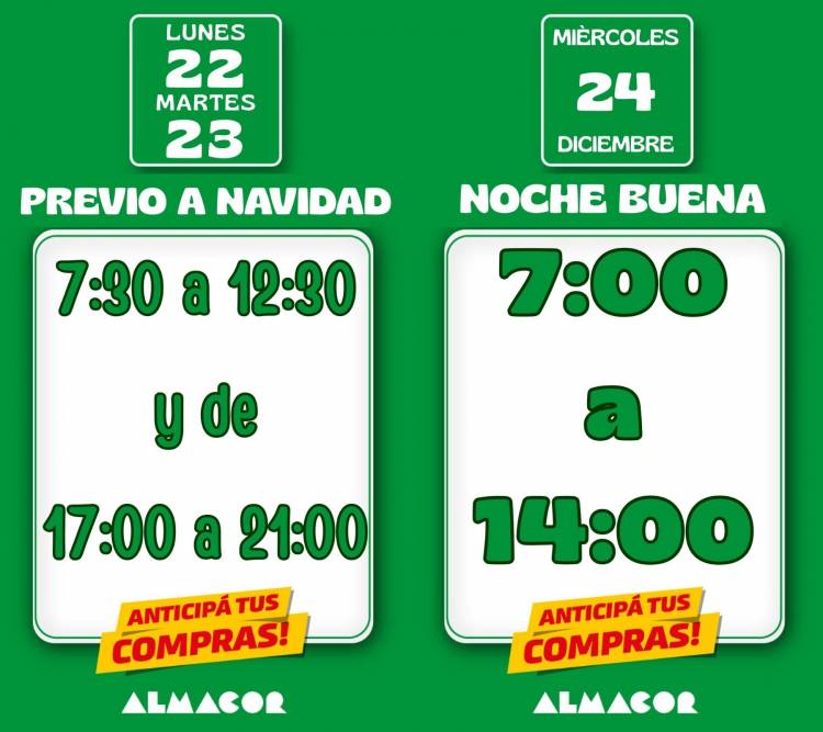 Horarios especiales